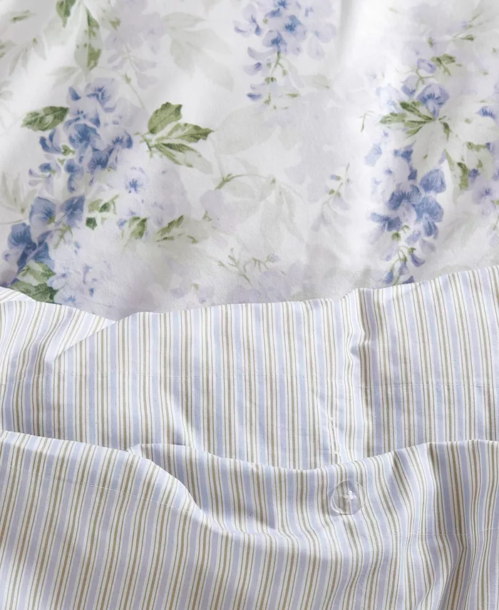 Laura Ashley Wisteria Faux Velour 2 Piece Duvet Cover Set， Twin