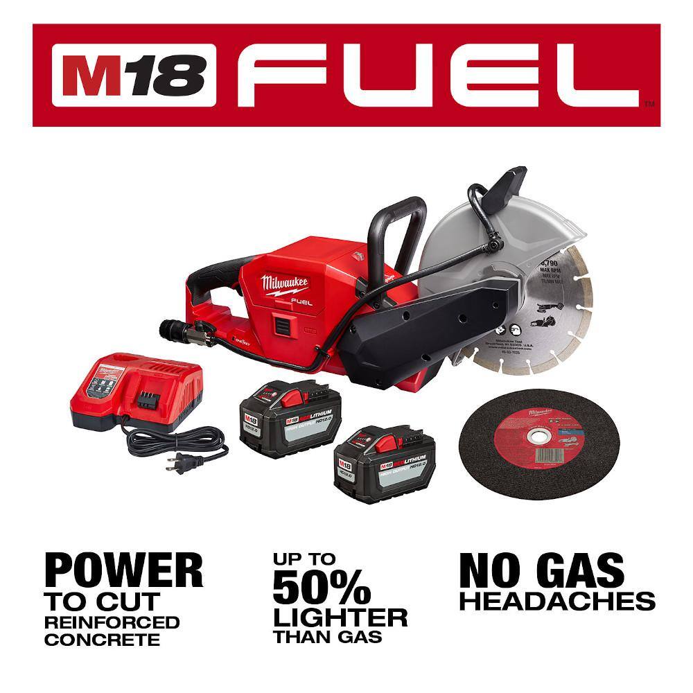 MW M18 FUEL ONE-KEY 18V Lithium-Ion Brushless Cordless 9 in. Cut Off Saw Kit W(2) 12.0Ah Batteries  Rapid Charger 2786-22HD