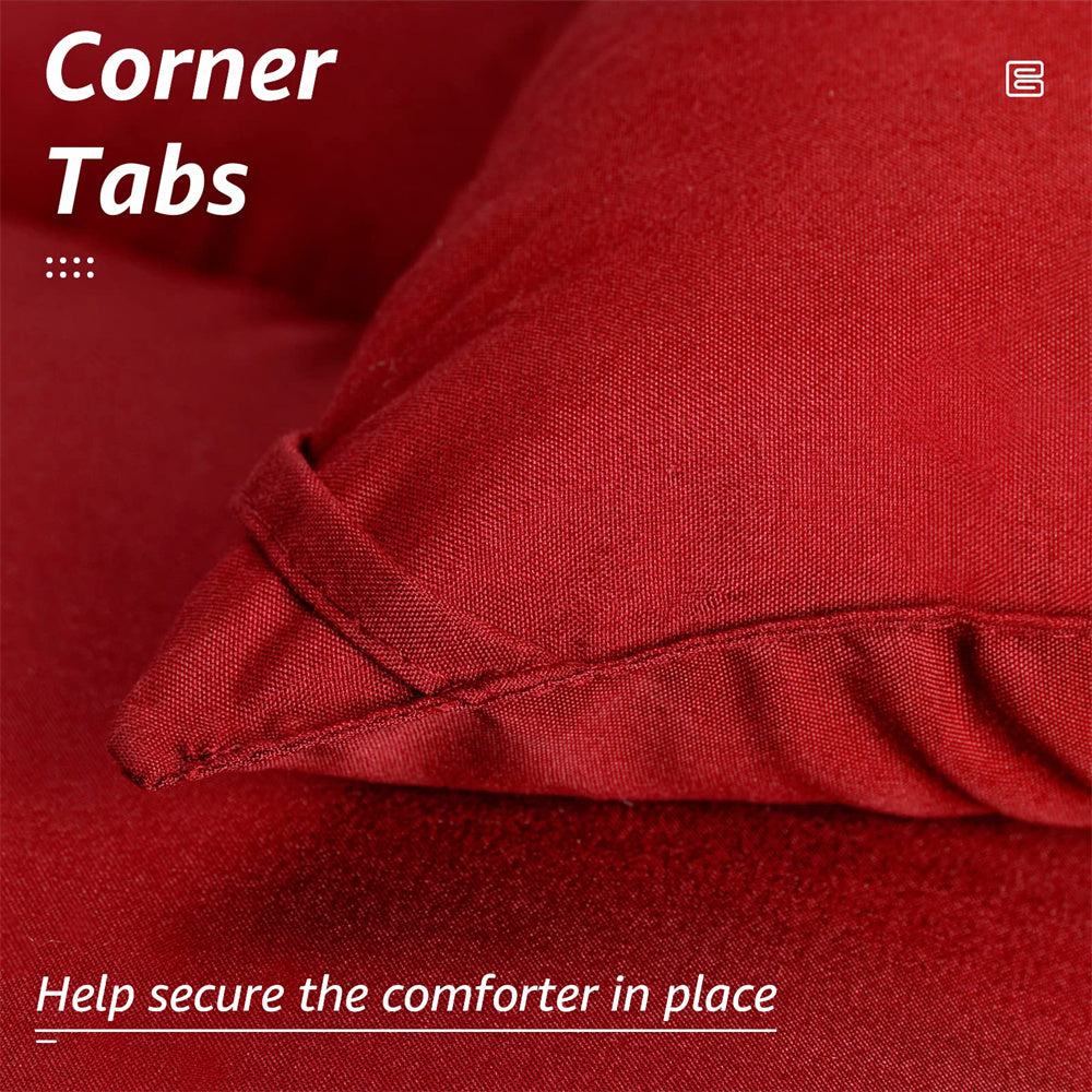 BUMBLR All Season Soft Quilted Down Alternative Red Comforter Reversible Duvet Insert with Corner Tabs，Queen