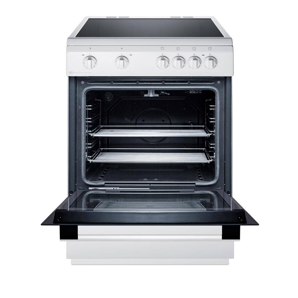 Summit Appliance 24 in. 2.4 cu. ft. Slide-In Electric Range in White and Black CLRE24WH