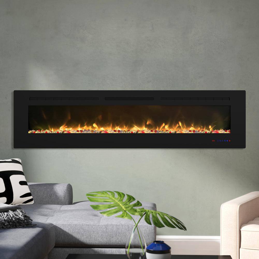 CASAINC 72 in. Built-in and Wall Mounted Electric Fireplace in Black CA-SMD-06