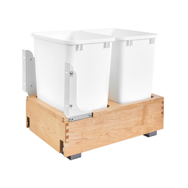 Rev a shelf 35 qt Pull Out Bottom Mount Trash Container With Front Side Mounting And Full Extension Ball Bearing Sides