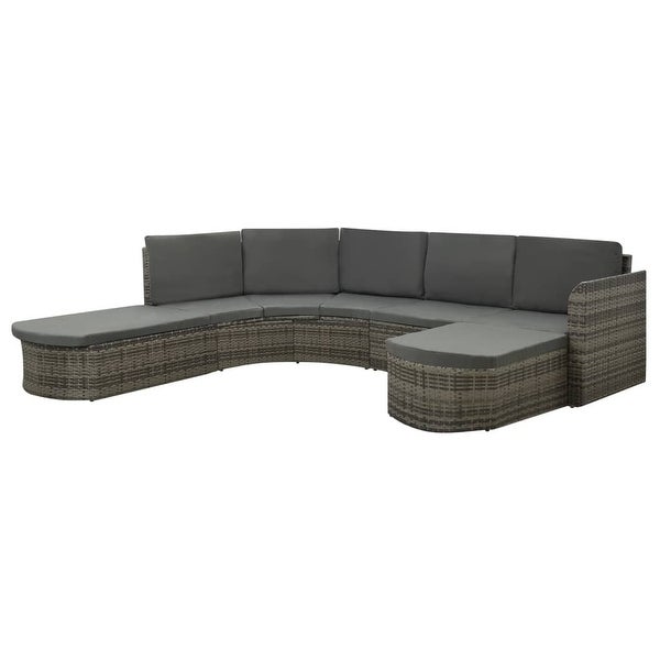 4 Piece Patio Lounge Set with Cushions Poly Rattan Gray - Overstock - 36363570