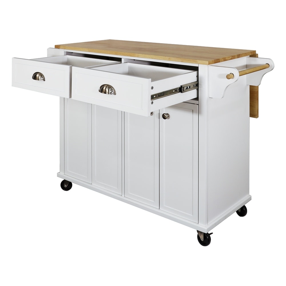 Rolling Kitchen Island Cart on Wheels w/ Drawers  Drop Leaf Breakfast Bar