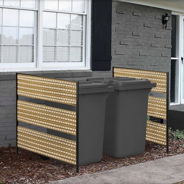 Rattan Privacy Fence Panel Screen Outside， Vinyl No Dig Outdoor Trash Can Enclosure Fence Air Conditioner Hider Fencing