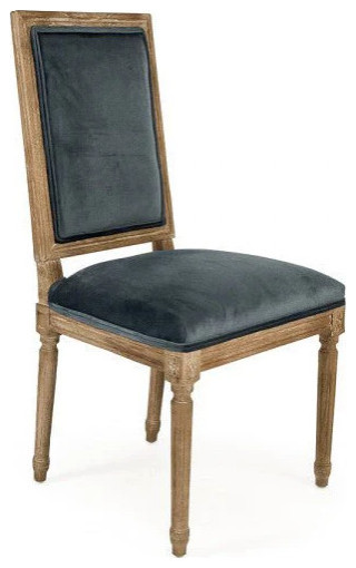 Domani Velvet Louis Side Chair  Teal   French Country   Dining Chairs   by Rustic Home Furniture Deco  Houzz