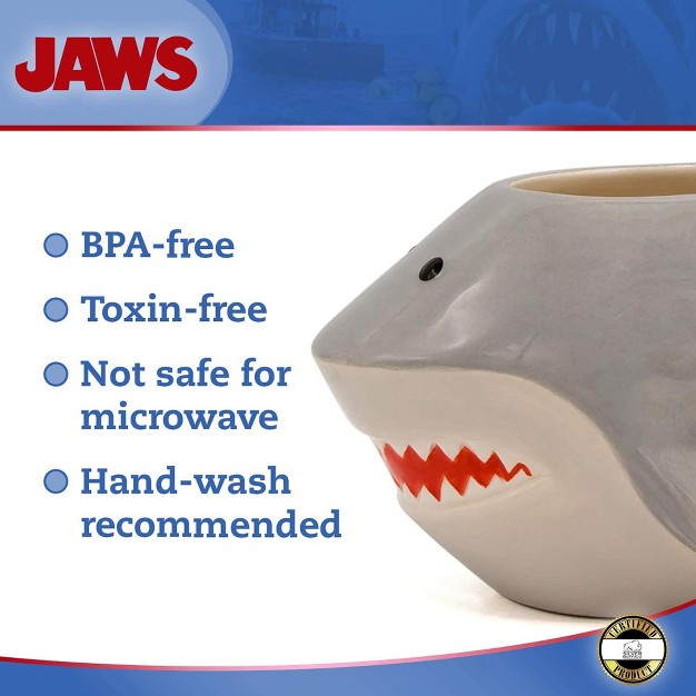 Silver Buffalo Jaws Great White Shark Sculpted Ceramic Mug Holds 20 Ounces