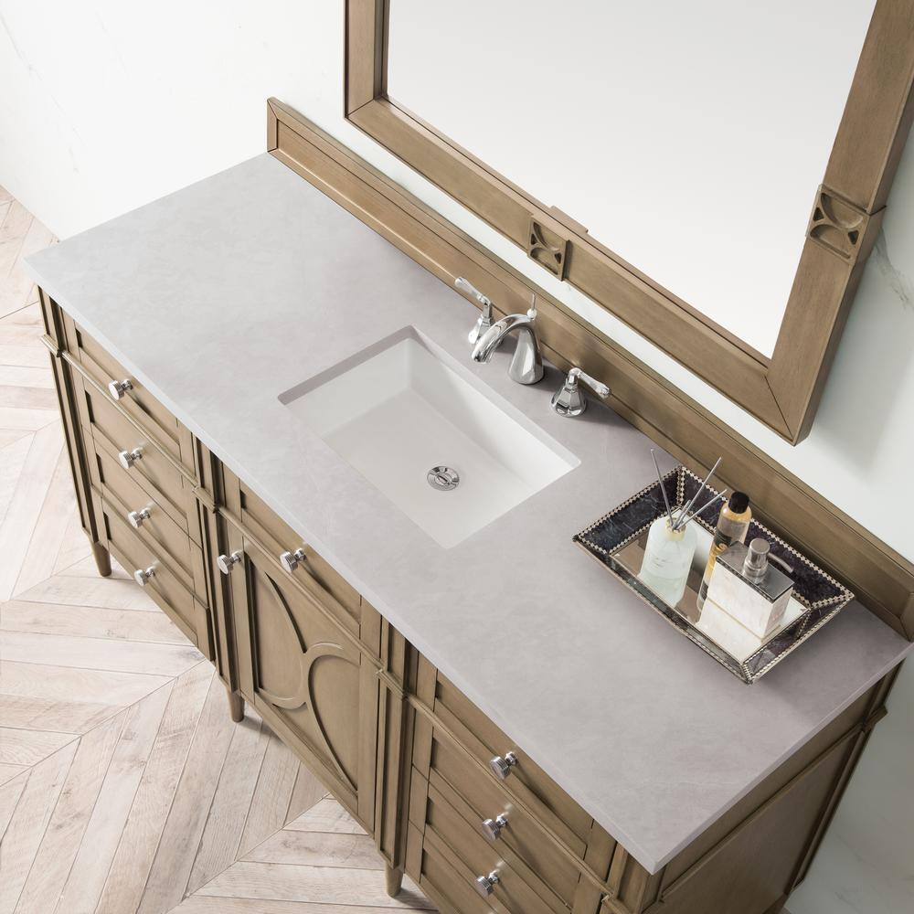 Home Decorators Collection Darrowood 60 in. W x 22 in. D x 33.78 in. H Single Bath Vanity in Whitewashed Walnut with Quartz Top in Pietra Grey HD650V60S-WW-PG