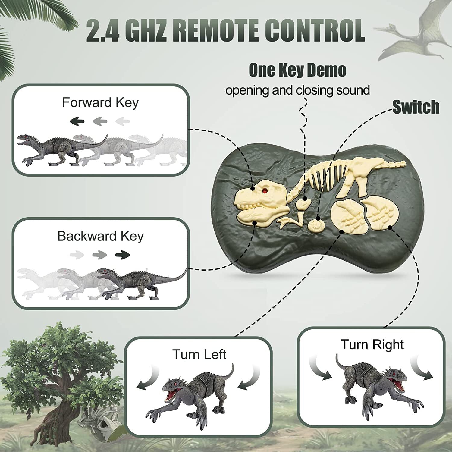 Beefunni Remote Control Dinosaur Toys for Kids，Walking and Roaring Simulation Indominus Rex Jurassic Dinosaur Toys for Boys Girls 3-12 Years