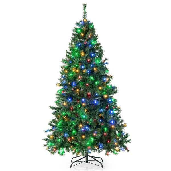 Costway 6FT/7FT PreLit Hinged Christmas Tree with 260/350 MultiColor