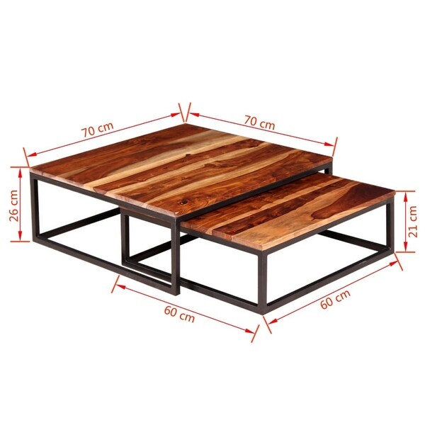 Two Piece Nesting Coffee Table Set Solid Sheesham Wood