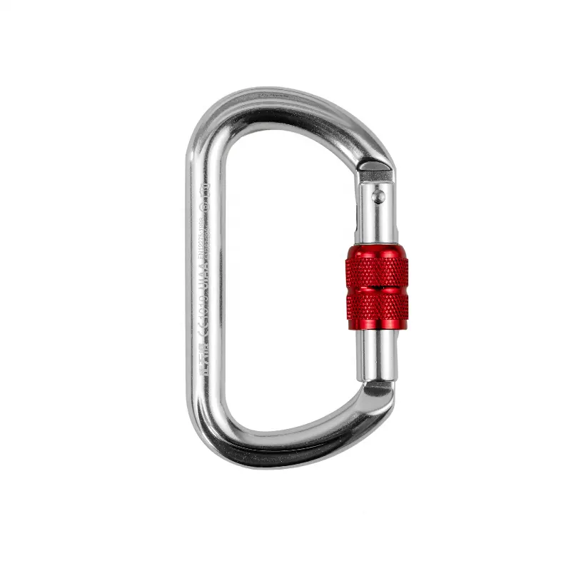 Whosale 12 30KN Round/D Sharped Aluminum Carabiner Clip Screw Locking Camping Climbing Hiking Snap Hook