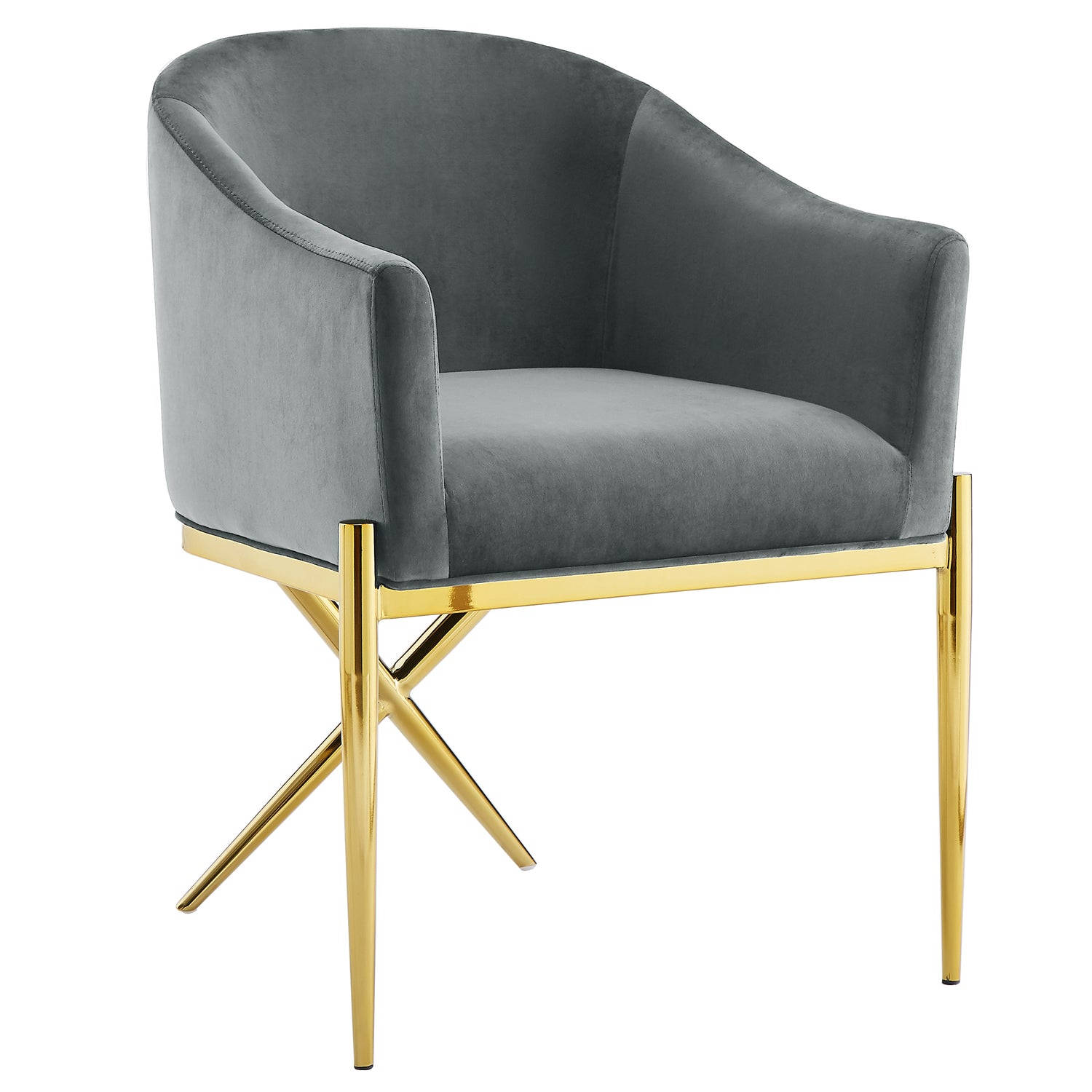 Best Master Dalton Gray Velvet Side Chairs in Gold (Set of 2)