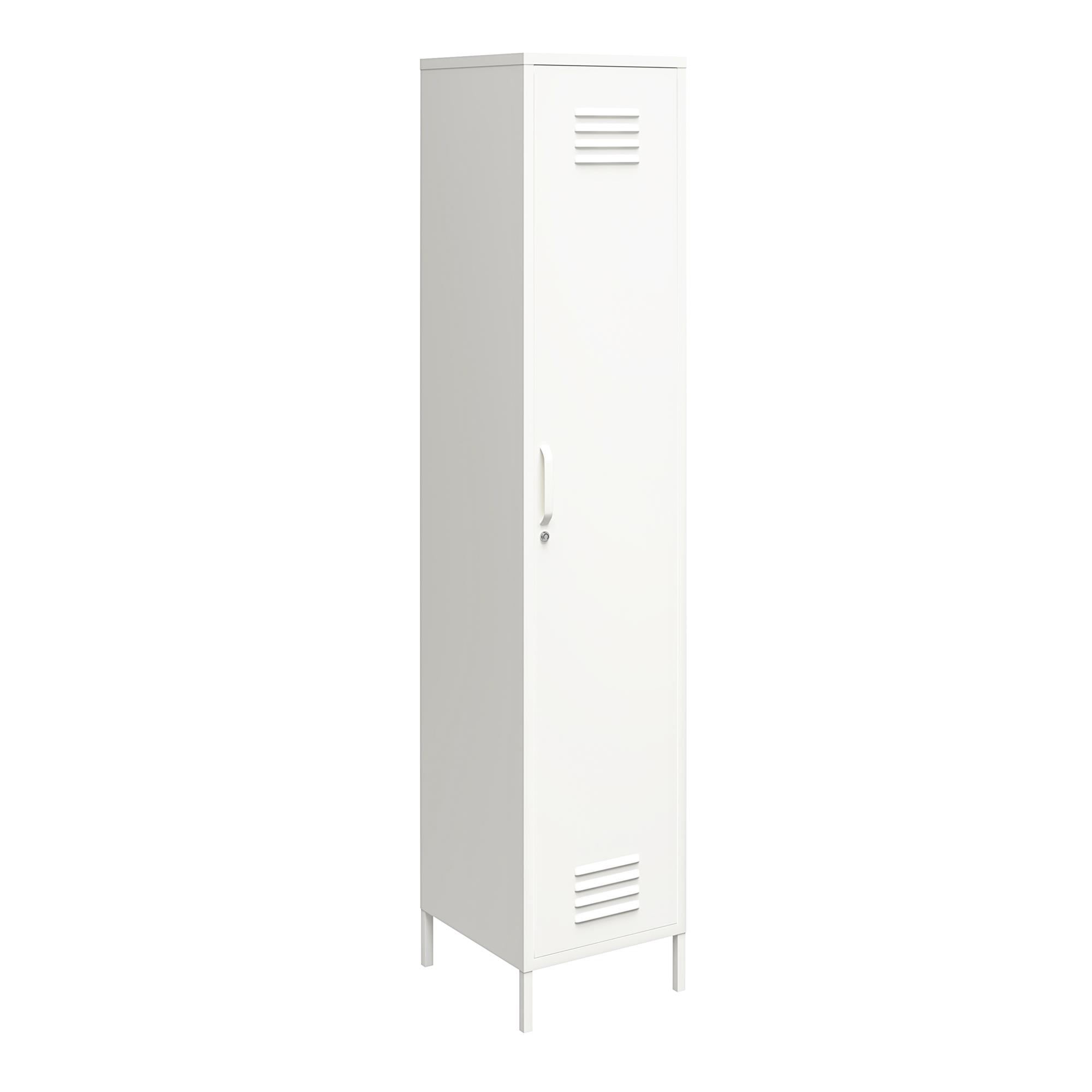 Shadwick 1 Door Tall Single Metal Locker Style Storage Cabinet， White