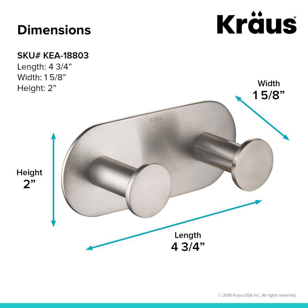 KRAUS Elie Bathroom Robe and Towel Double Hook in Brushed Nickel KEA-18803BN