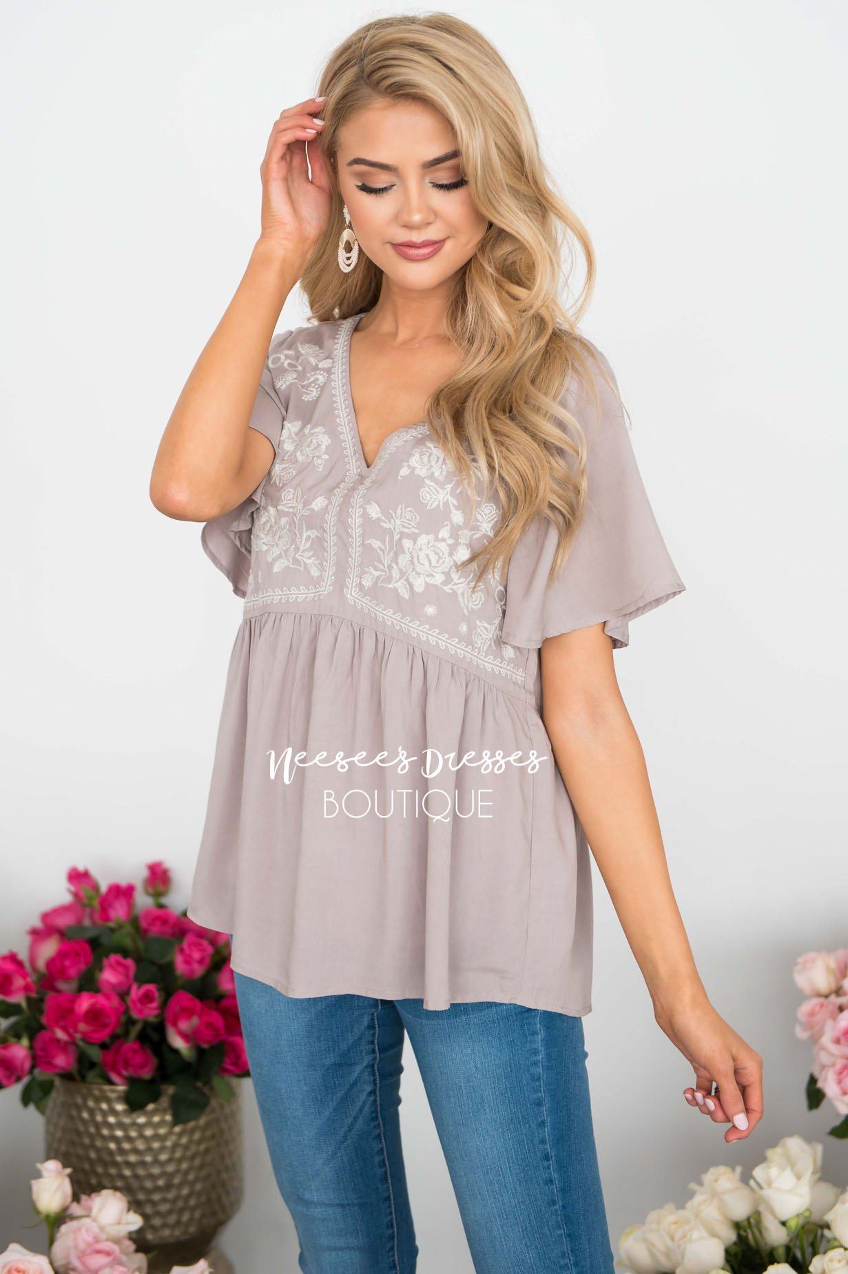 Delicate Embroidered Babydoll Blouse