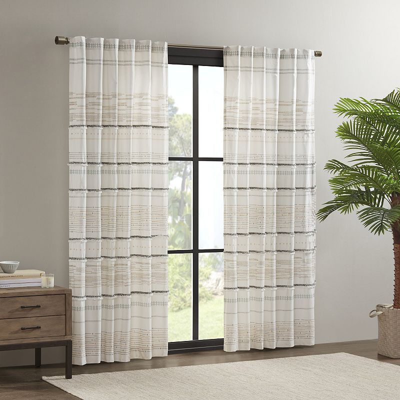 INK+IVY Nea Cotton Light Filtering Printed Rod Pocket 1 Window Curtain Panel