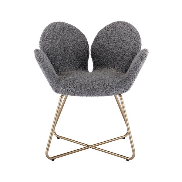 2PC Modern Accent Chairs， Comfy Cute Upholstered Vanity Desk Chair， Teddy Polyester Armchairs