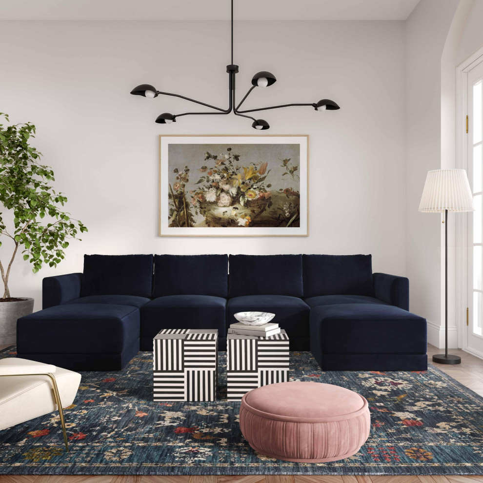 Willow Navy Modular U Sectional   Transitional   Sectional Sofas   by First of a Kind USA Inc  Houzz