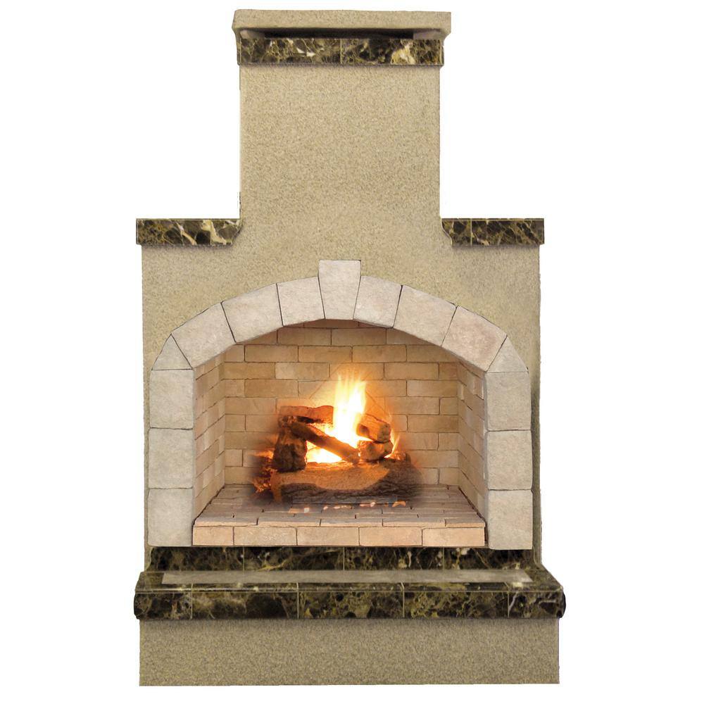 Cal Flame 78 in. Tile and Stucco Propane Gas Outdoor Fireplace 22-FRP908-2-ST