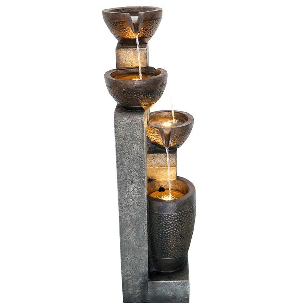 4-Tier Pots Outdoor Water Fountain for Garden - Outdoor Water Fountain for Yard， Floor Patio， Backyard and Home Art Decor