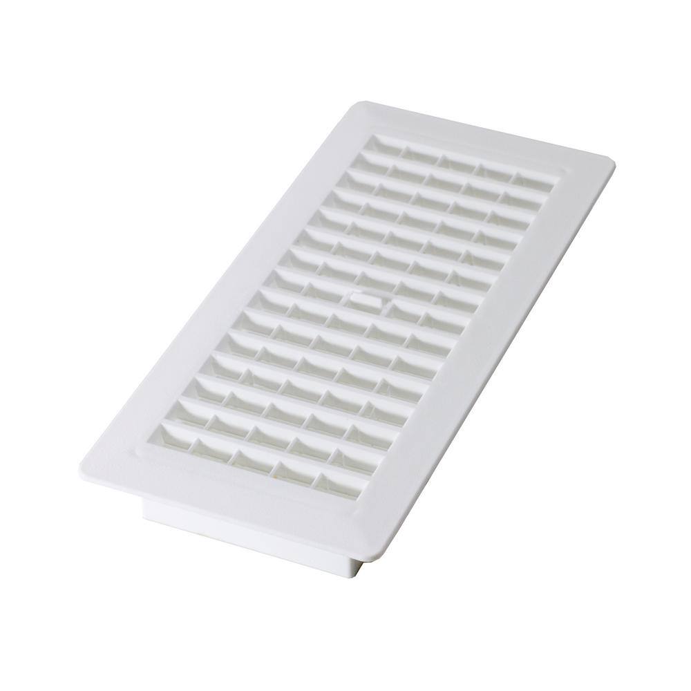 Decor Grates 4 in. x 10 in. Plastic Floor Register White PL410-WH