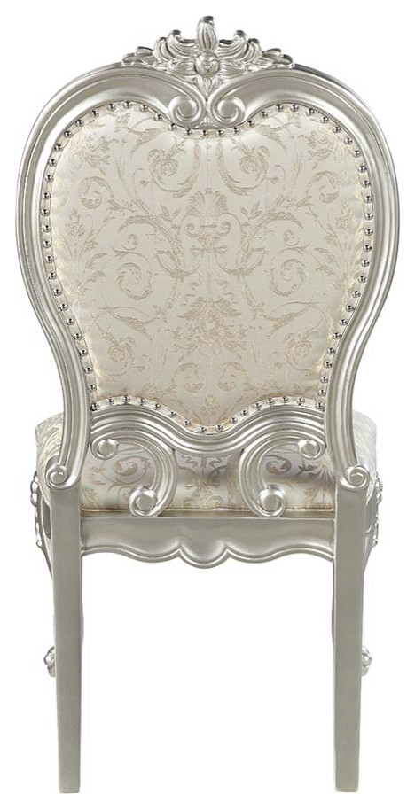 Acme Bently Side Chair Set 2 Fabric and Champagne Finish   Victorian   Dining Chairs   by AMOC  Houzz