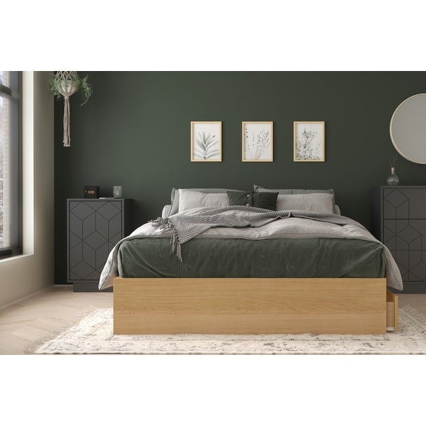 Ballet 2 Piece Bedroom Set， Natural Maple and Charcoal Grey - - 36134152