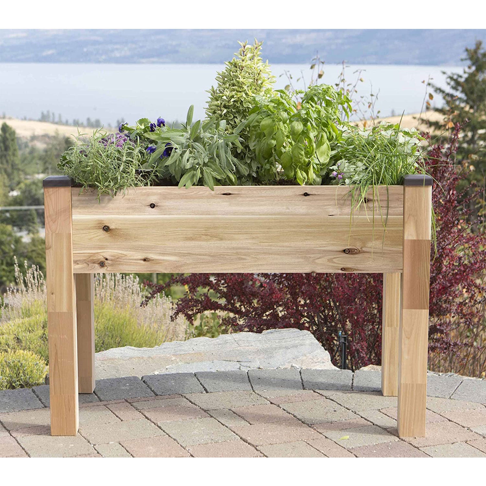 CedarCraft Elevated Cedar Deck Patio Backyard Planter, 34"L x 49"W x 30"H