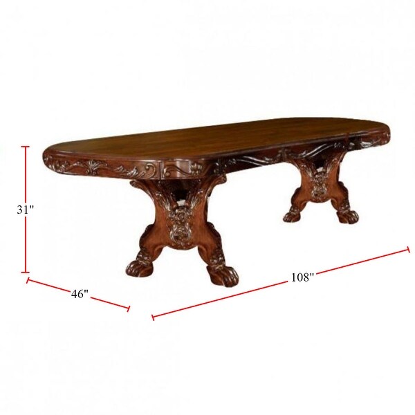 Wooden Oak Dining Table with Double Pedestals in Cherry Oak - Cherry Oak