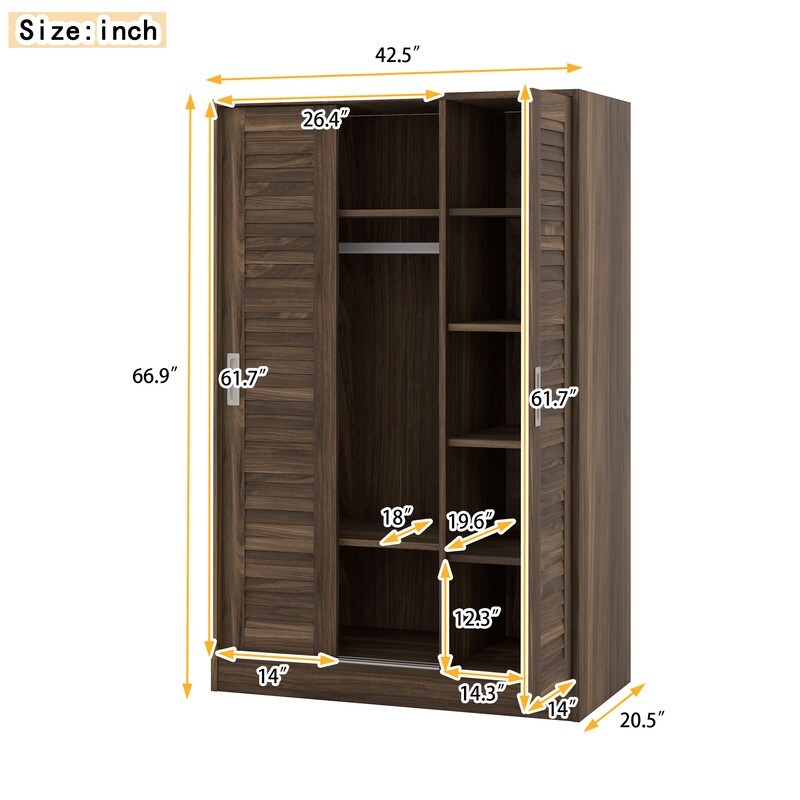 3 Door Shutter Wardrobe with shelves For Bedroom