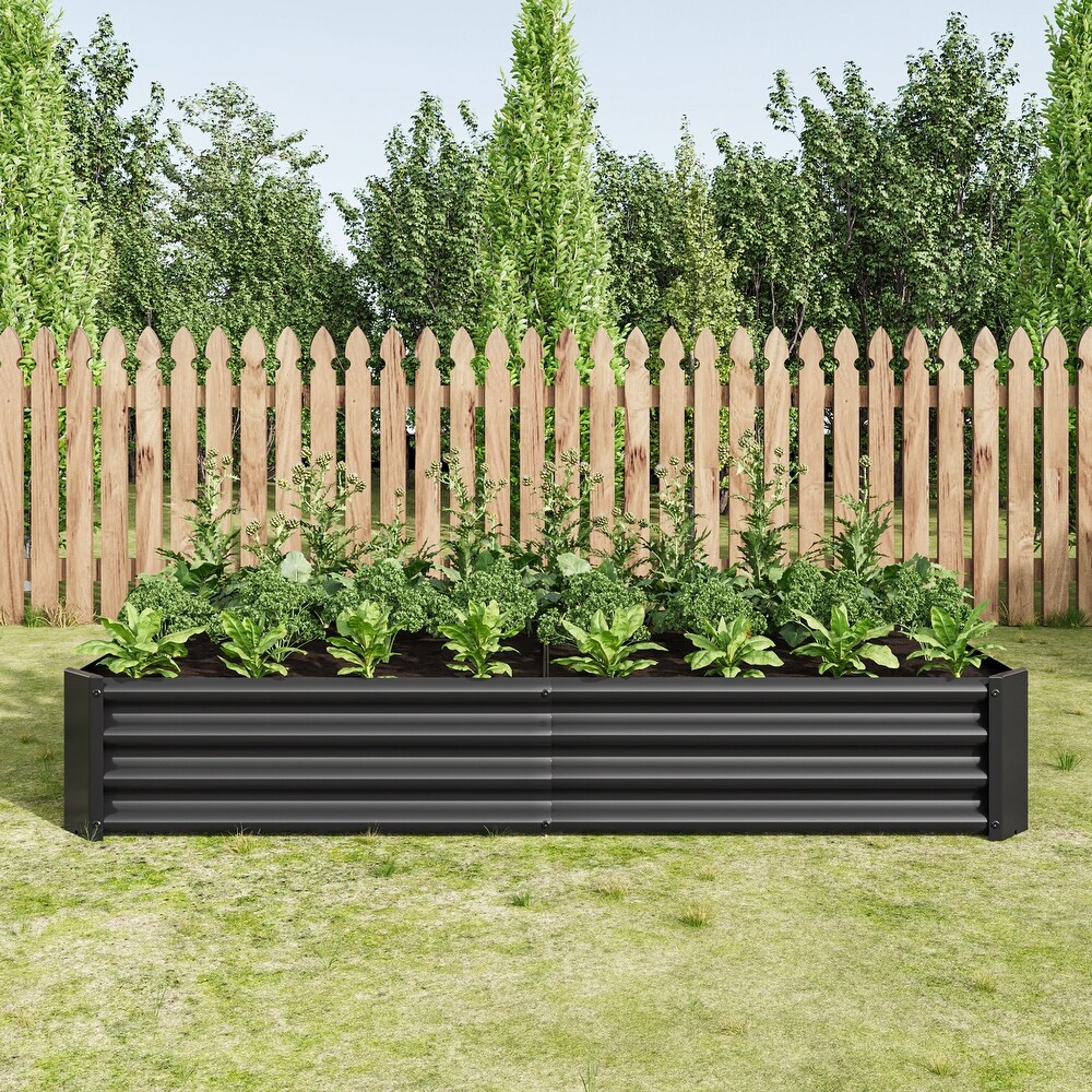 Metal Raised Rectangle Planter Beds for Plants  Flowers