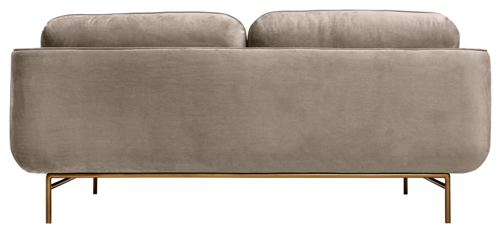 Lilou 77 quotFossil Gray Velvet Sofa with Antique Brass Metal Legs   Modern   Sofas   by Armen Living  Houzz