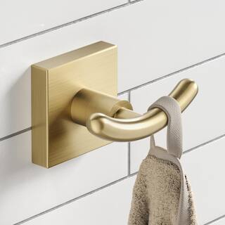 KRAUS Ventus Bathroom Robe and Towel Double Hook in Brushed Gold KEA-17702BG