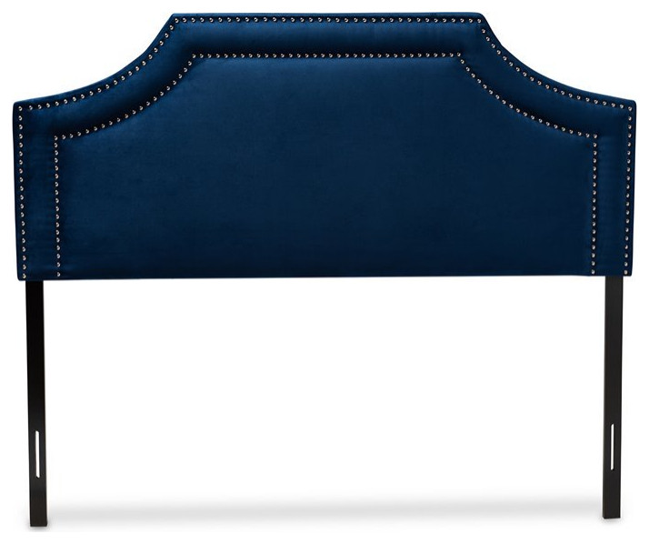 Baxton Studio Avignon Velvet and Wood Queen Headboard in Navy Blue   Transitional   Headboards   by Fratantoni Lifestyles  Houzz