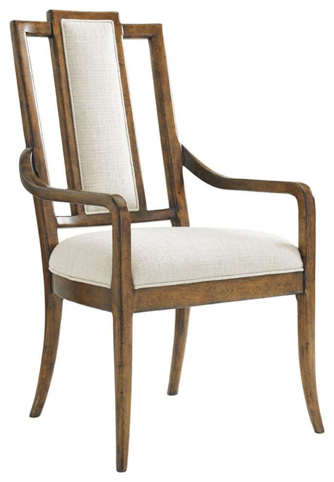 Tommy Bahama Bali Hai St. Barts Splat Back Arm Chair  Aged Brass   Transitional   Dining Chairs   by Emma Mason  Houzz