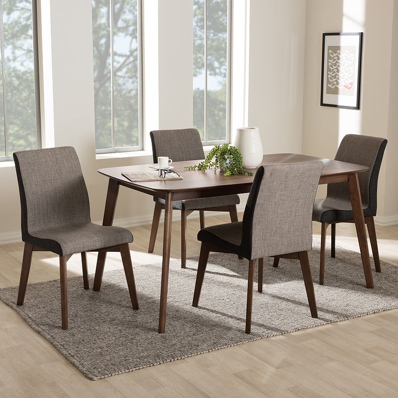 Baxton Studio Mid-Century Beige Chair and Table Dining 5-piece Set