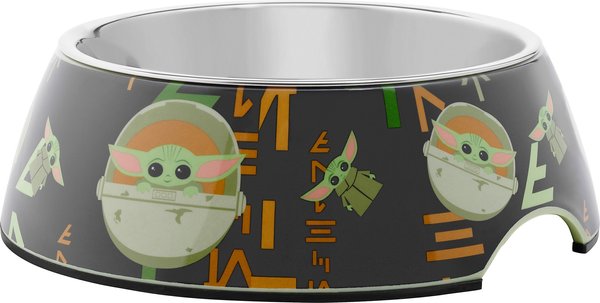 STAR WARS THE MANDALORIAN GROGU AUREBESH Non-Skid Stainless Steel with Melamine Stand Dog and Cat Bowl