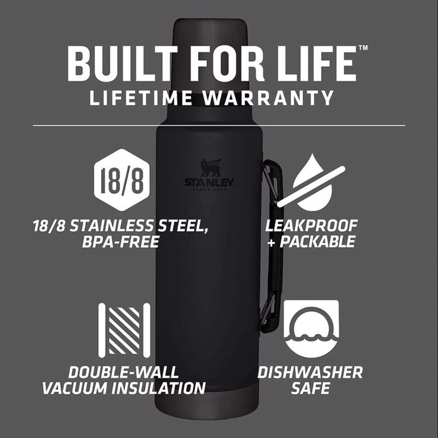 Stanley Classic Legendary 1.5 qt Hammertone Silver BPA Free Insulated Bottle