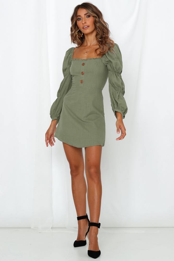 Goodbye Town Dress Olive