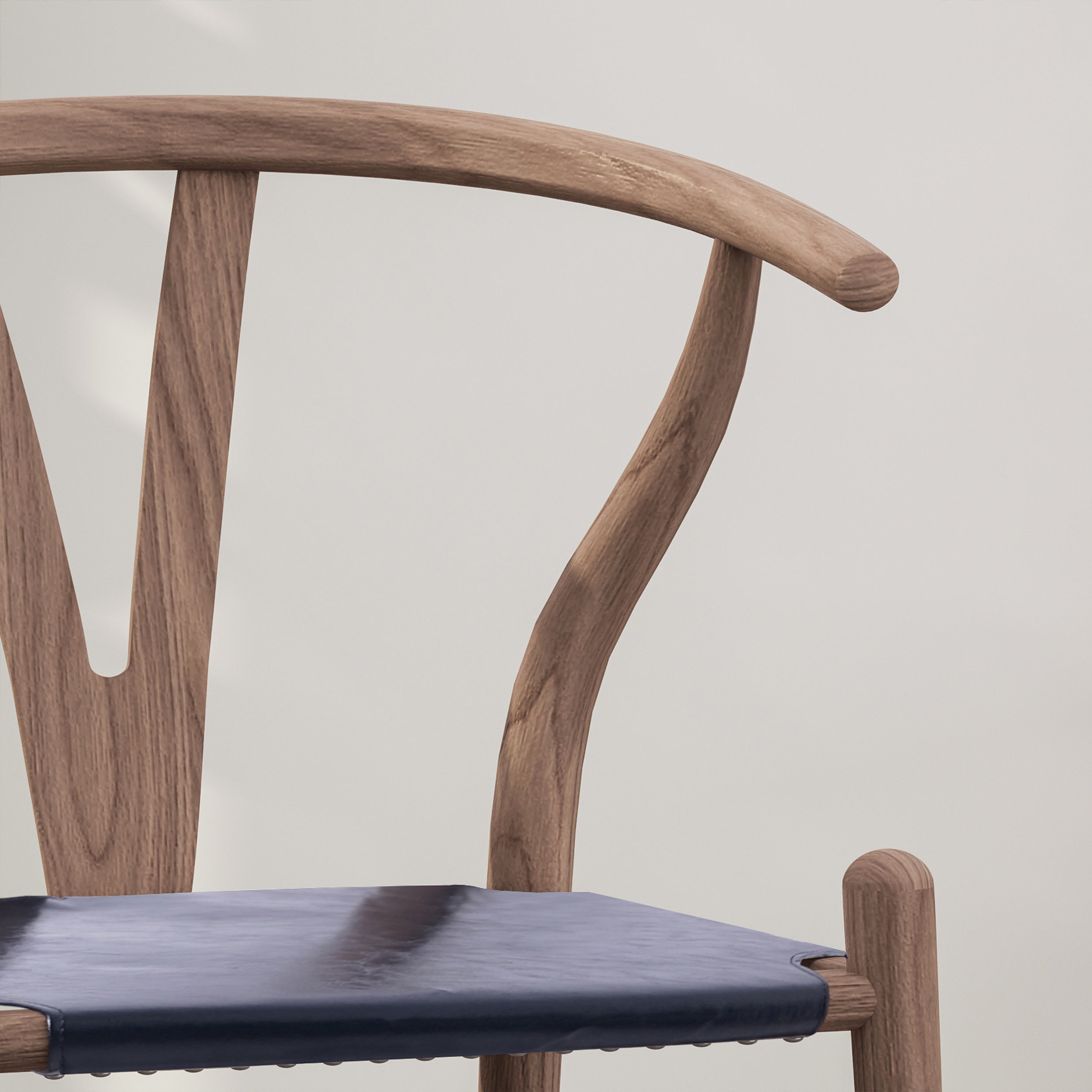 Quince Rustic Faux Leather and Elm Wood Wishbone Chair