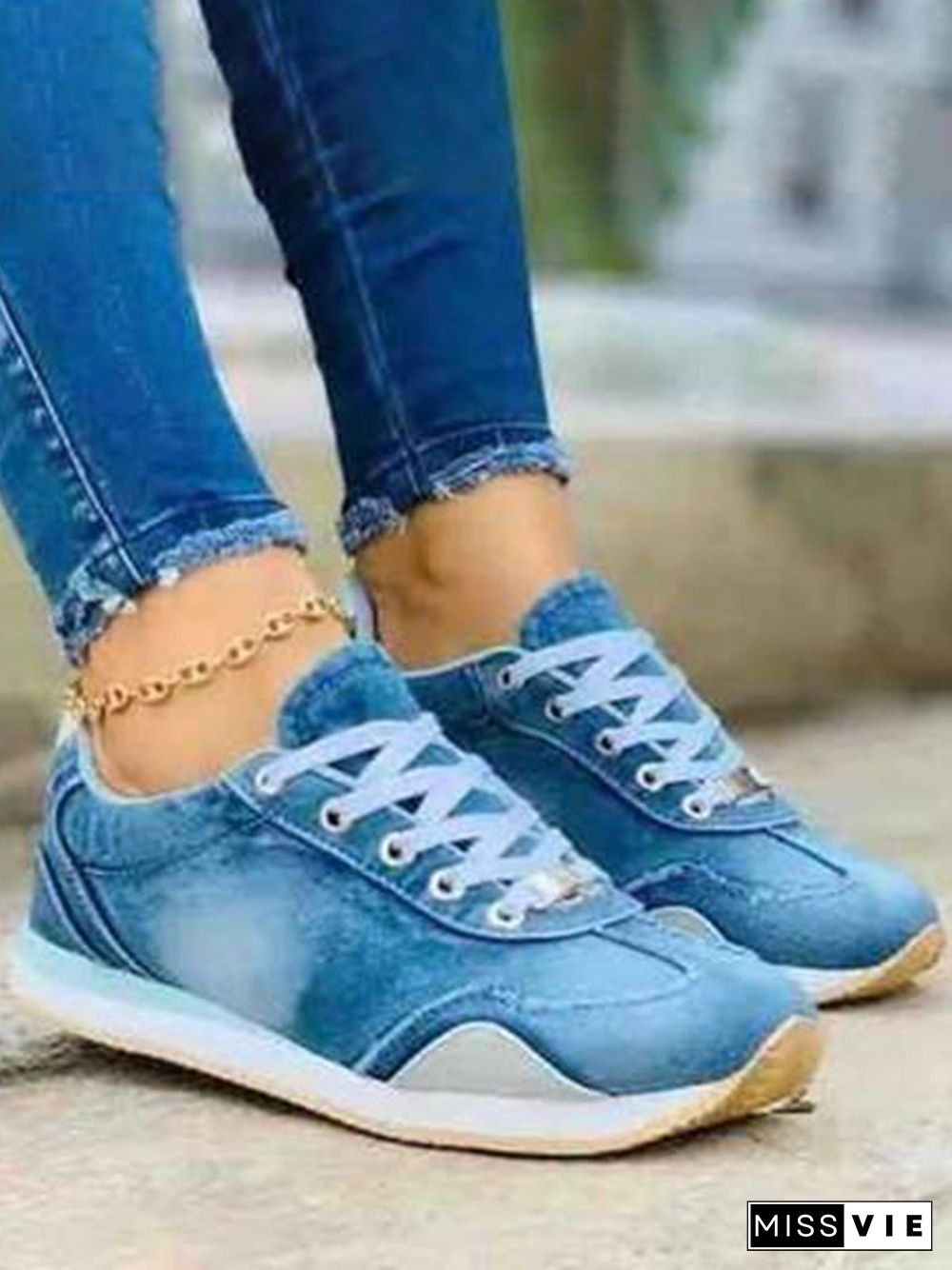 Color Block Sports All Season Split Joint Wearable Daily Flat Heel Canvas PINS Style Sneakers for Women