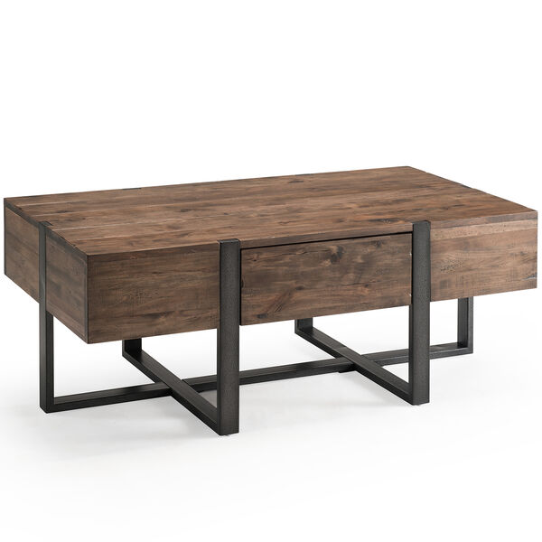 Prescott Modern Reclaimed Wood Condo Rectangular Coffee Table in Rustic Honey