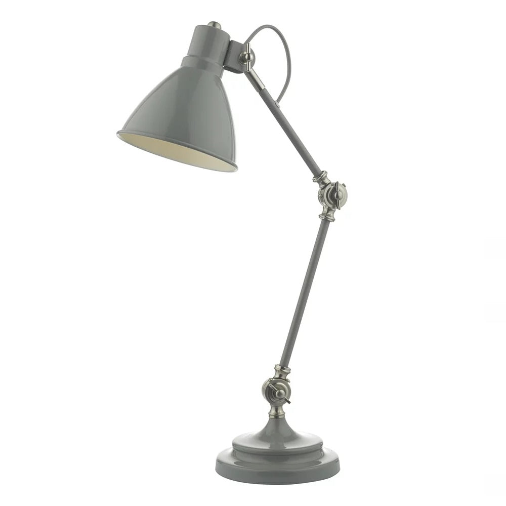 DAR EUN4239 Eunice Grey & Satin Nickel Vintage Adjustable Table Desk Lamp