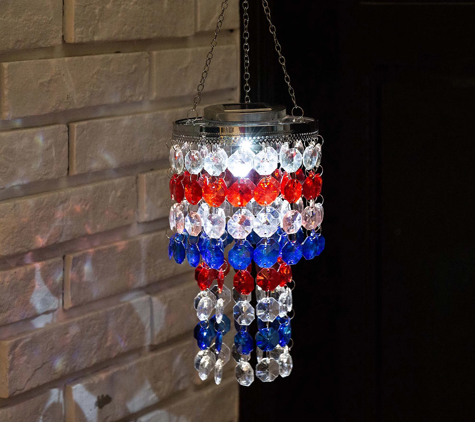 Glitzhome Solar Hanging Chandelier with AcrylicJewel Beads