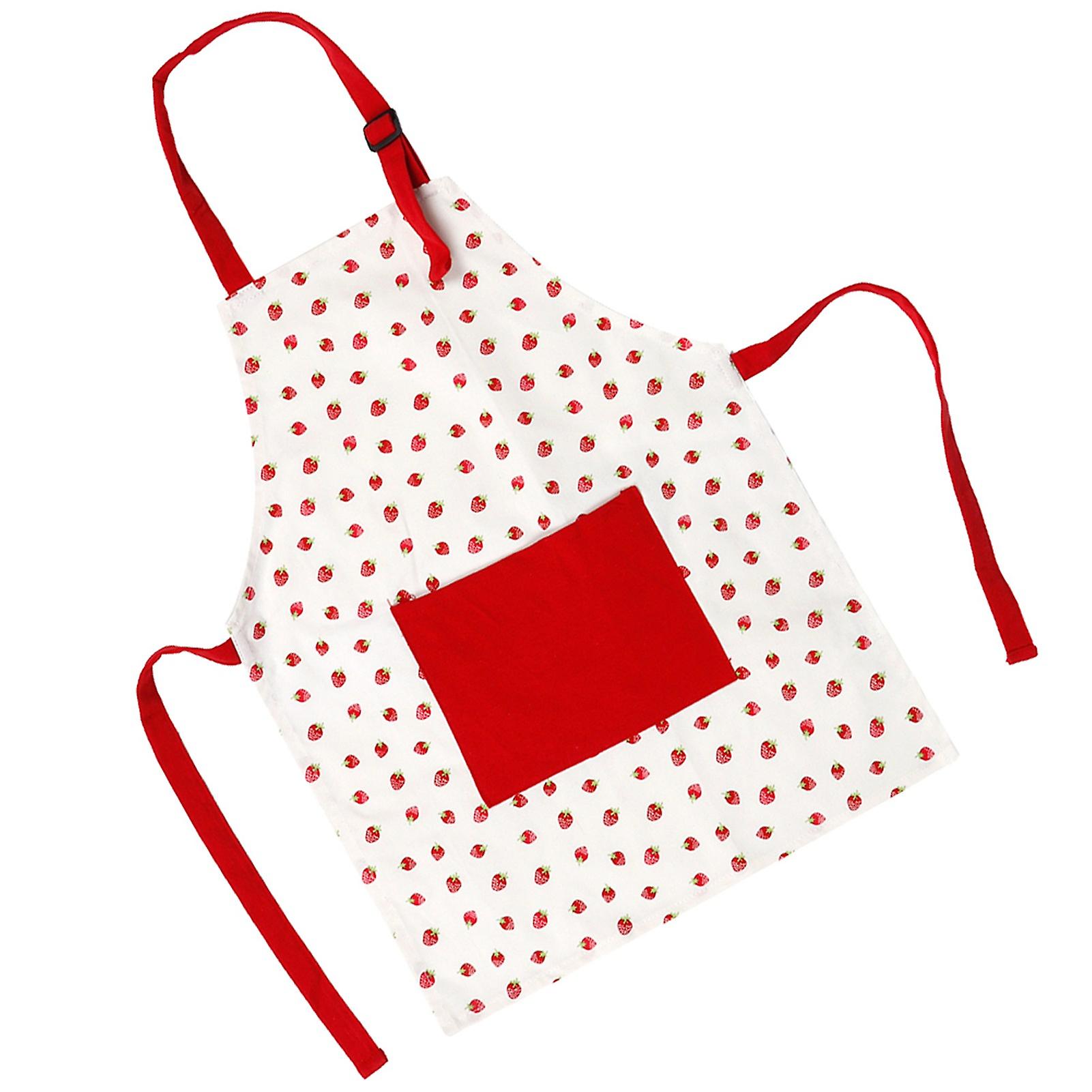 Children Kids Cooking Baking Painting Apron Chefs Kitchen Red Strawberry