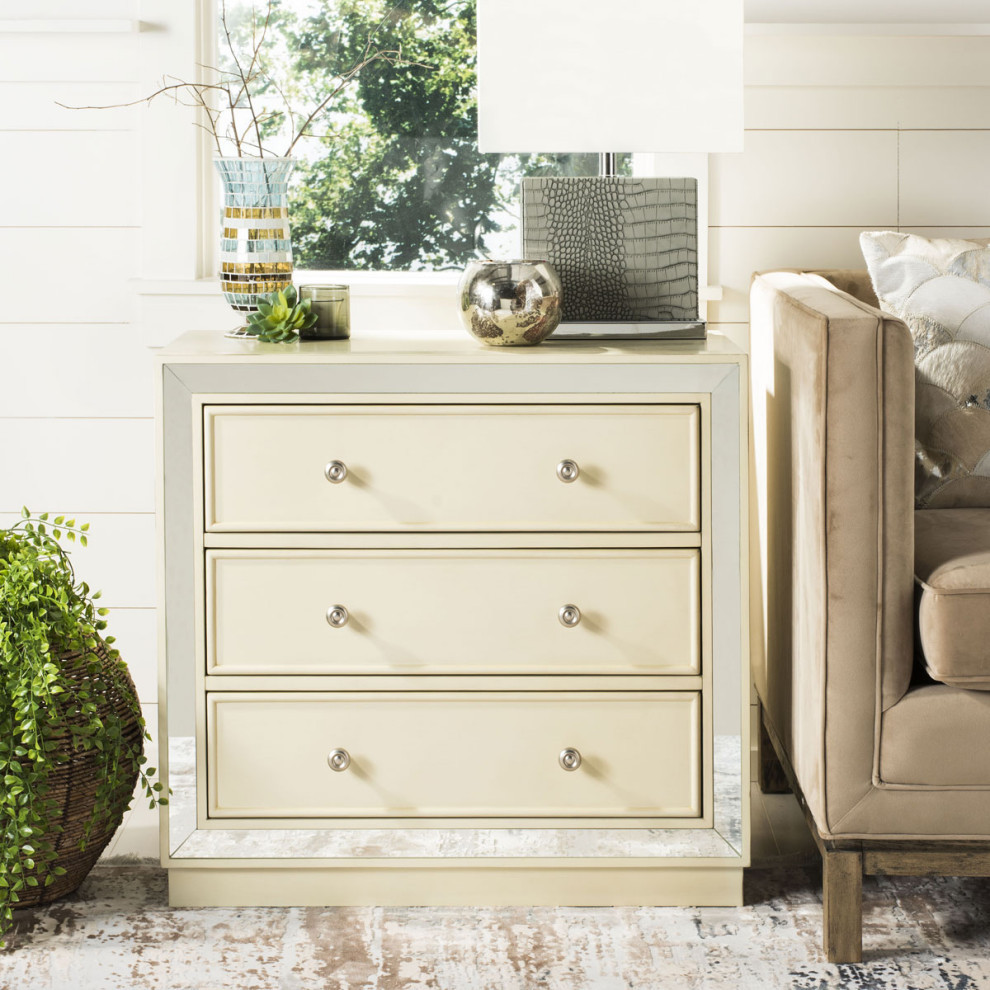 Teale 3 Drawer Chest Antique Beige   Transitional   Accent Chests And Cabinets   by AED Luxury Home Decor  Houzz