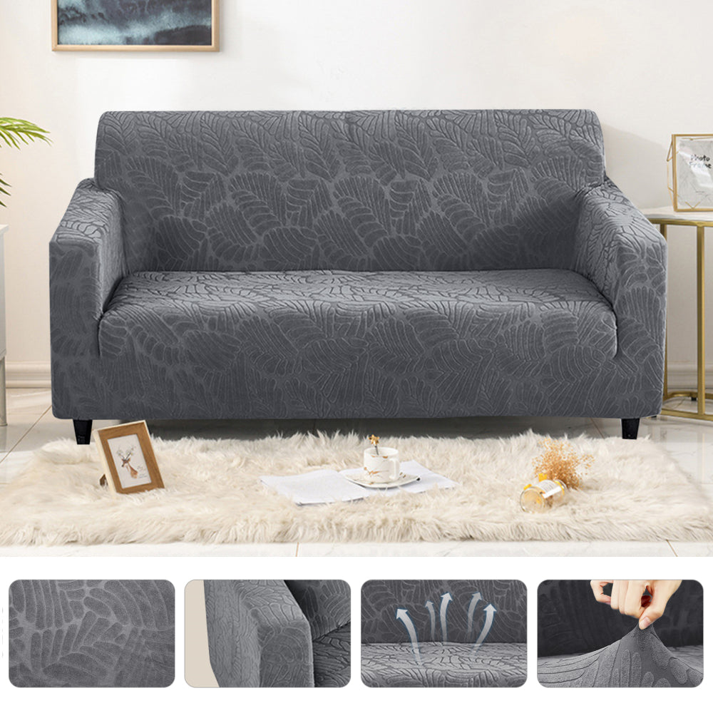 Oversize Couch Cover with Pillowcase & Foam, Slipcovers for Sofas Stretch Jacquard for 3 Seater Sofa, Loveseat Cover Chair Covers for Drawing/Living Room for Kids, Pets (3 Seater,Gray)