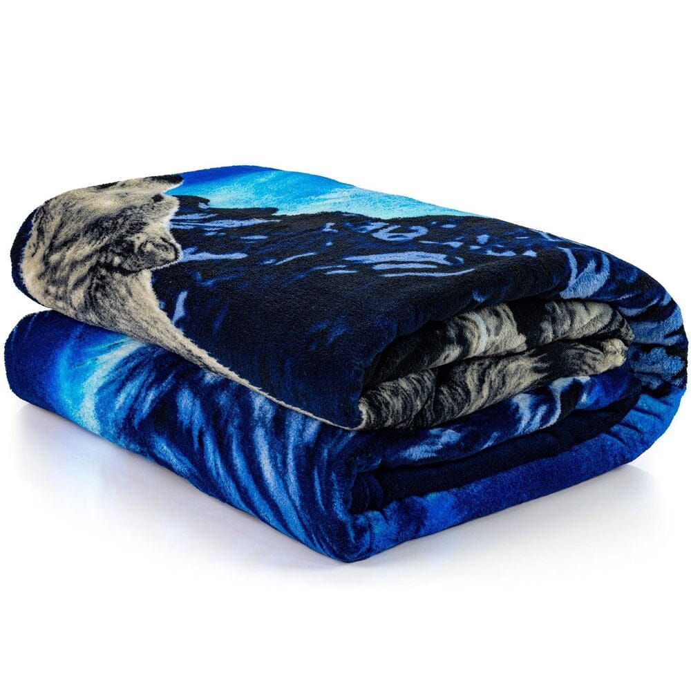 Wolves Howling Moon Super Soft Full/Queen Size Plush Fleece Blanket