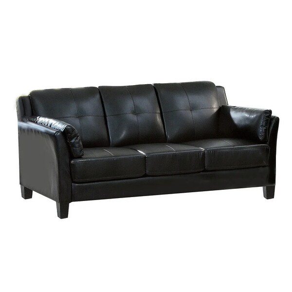 3 Seater Contemporary Sofa with Cushioned Armrests， Black